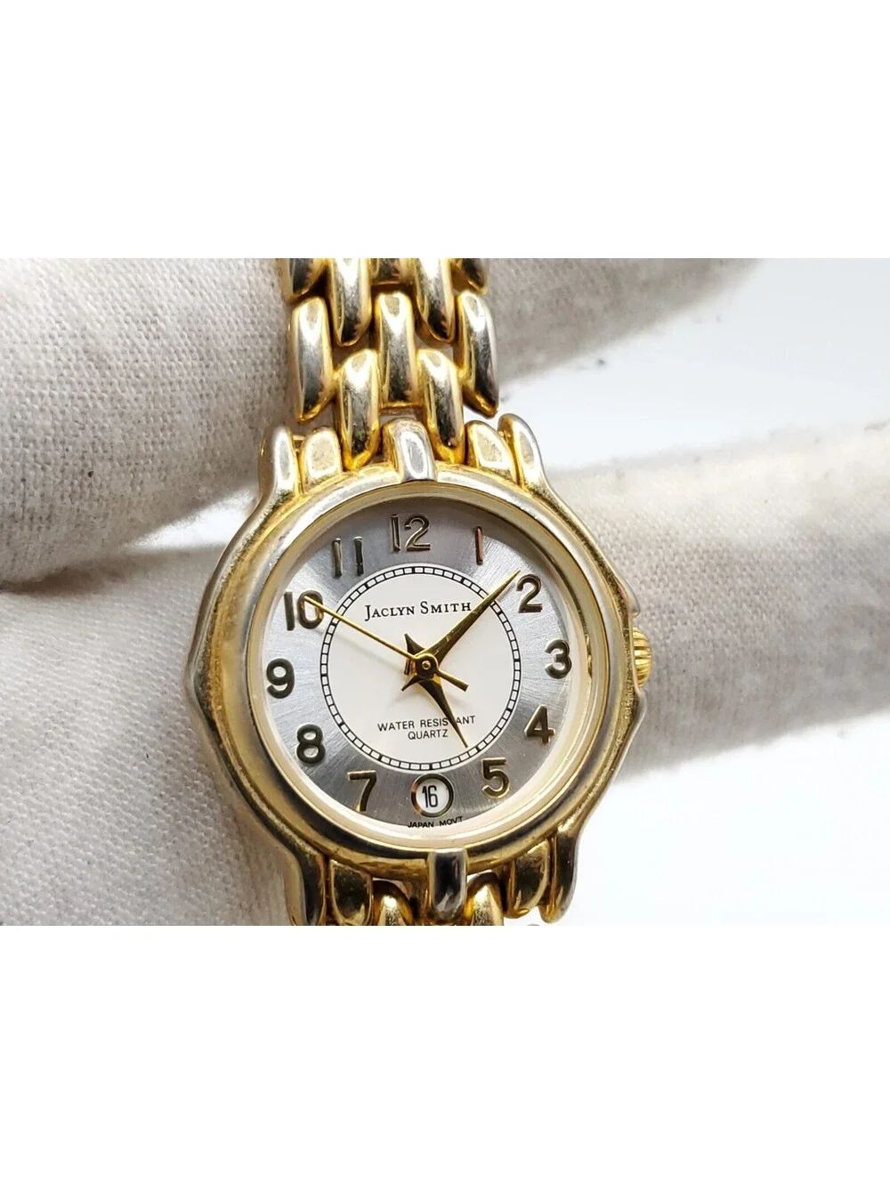 Jaclyn Smith Watch Womens New Battery Gold Tone Date Dial 24mm